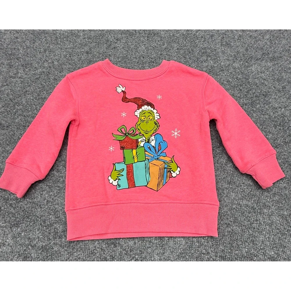 Carter's The‎ Grinch Pink Christmas Sweatshirt Toddler Girls 2T Dr Seuss Holiday
